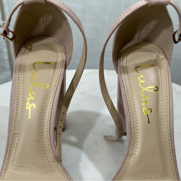 Lulu's Taylor Nude Suede Ankle Strap Heels Size 6 - Picture 3 of 10